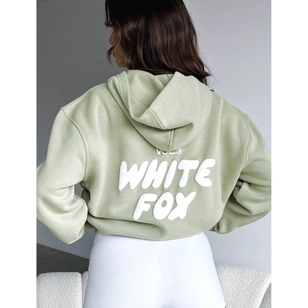 White Fox Vol. 3 Oversized Graphic Hoodie Sage Green M/L